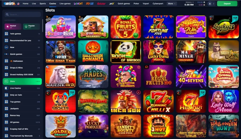 1WIN Online Casino slot games