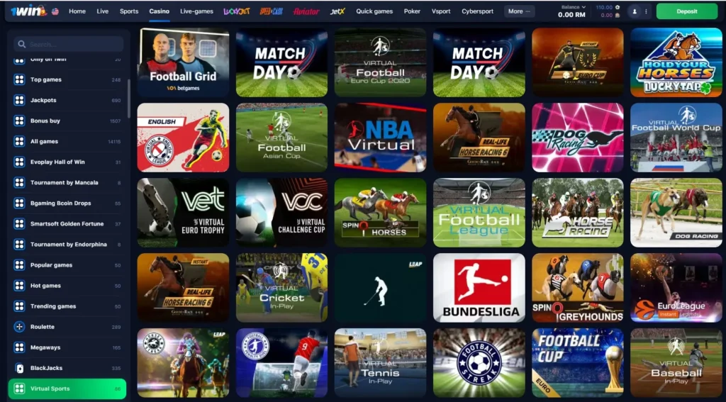 Virtual sport in 1WIN Online Casino